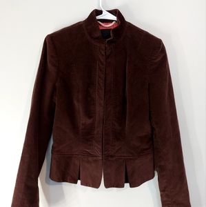 The Limited Blazer Corduroy Jacket Shoulder Pads Hook & Eye Closure